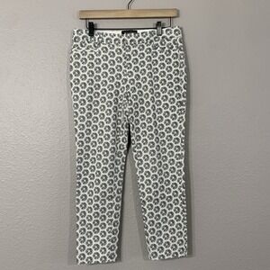 Banana Republic Women's White Blue Pinwheel Sloan Fit Mid-Rise Crop Pants‎ Sz 4
